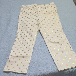 Kim Rogers White Jeans with Gold Polka Dots